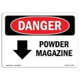 thumbnail image 1 of OSHA Danger Sign - Powder Magazine [Down Arrow] |  Aluminum Sign | Protect Your Business, Construction Site, Warehouse & Shop Area |  Made in The USA, 1 of 6
