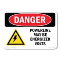 thumbnail image 1 of OSHA Danger Sign - Powerline May Be Energized ____ Volts |  Aluminum Sign | Protect Your Business, Construction Site, Shop Area |  Made in The USA, 1 of 6