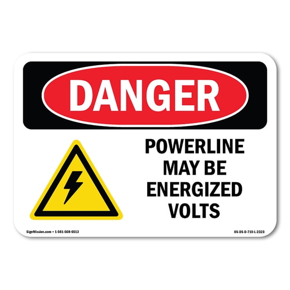 OSHA Danger Sign - Powerline May Be Energized ____ Volts | Aluminum Sign | Protect Your Business, Construction Site, Shop Area | Made in The USA