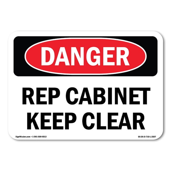 OSHA Danger Sign - Rep Cabinet Keep Clear | Aluminum Sign | Protect Your Business, Construction Site, Warehouse & Shop Area | Made in The USA