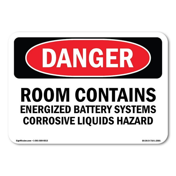 OSHA Danger Sign - Room Contains Energized Battery Systems | Aluminum Sign | Protect Your Business, Construction Site, Shop Area | Made in The USA
