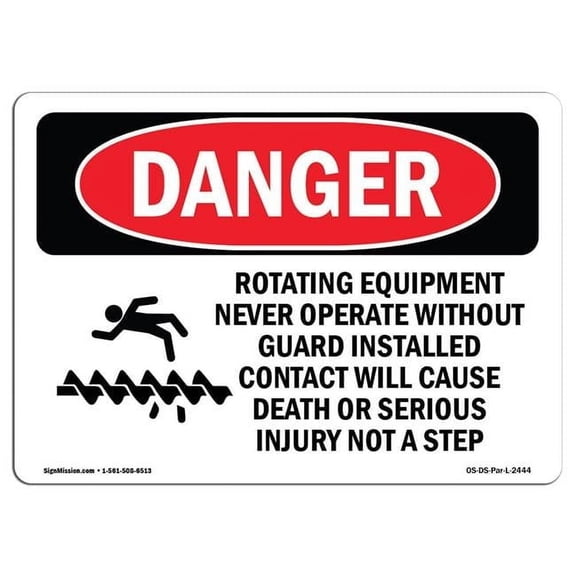 OSHA Danger Sign - Rotating Equipment Never Operate |  Aluminum Sign | Protect Your Business, Construction Site, Warehouse & Shop Area |  Made in The USA