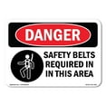 thumbnail image 1 of OSHA Danger Sign - Safety Belts Required In This Area Symbol |  Aluminum Sign | Protect Your Business, Construction Site, Shop Area |  Made in The USA, 1 of 6