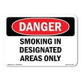 thumbnail image 1 of OSHA Danger Sign - Smoking In Designated Areas Only |  Aluminum Sign | Protect Your Business, Construction Site, Warehouse & Shop Area |  Made in The USA, 1 of 6