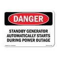 thumbnail image 1 of OSHA Danger Sign - Standby Generator Automatically Starts During |  Aluminum Sign | Protect Your Business, Construction Site, Shop Area |  Made in The USA, 1 of 6