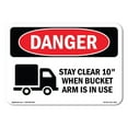 thumbnail image 1 of OSHA Danger Sign - Stay Clear 10' Bucket In Use |  Aluminum Sign | Protect Your Business, Construction Site, Warehouse & Shop Area |  Made in The USA, 1 of 6