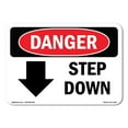 thumbnail image 1 of OSHA Danger Sign - Step Down [Down Arrow] |  Aluminum Sign | Protect Your Business, Construction Site, Warehouse & Shop Area |  Made in The USA, 1 of 6