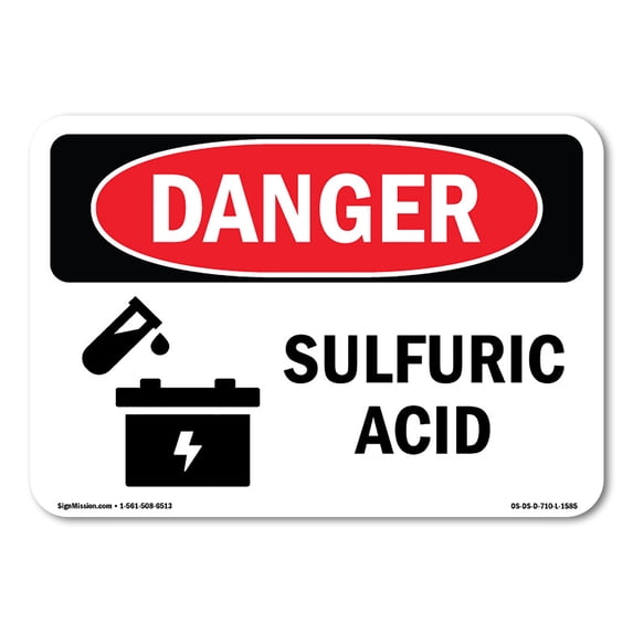 SignMission OS-DS-A-1218-L-1585 12 x 18 in. OSHA Danger Sign - Sulfuric Acid