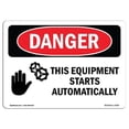 thumbnail image 1 of OSHA Danger Sign - This Equipment Starts Automatically |  Aluminum Sign | Protect Your Business, Construction Site, Warehouse & Shop Area |  Made in The USA, 1 of 6
