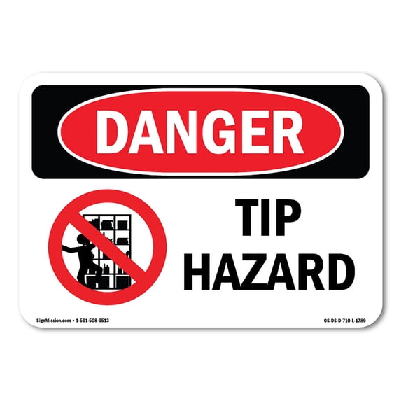 SignMission OS-DS-A-1218-L-1789 12 x 18 in. OSHA Danger Sign - Tip Hazard