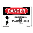 thumbnail image 1 of SignMission OS-DS-A-1218-L-1798 12 x 18 in. OSHA Danger Sign - Underground Gas Call Before Digging No.811, 1 of 6