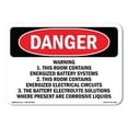thumbnail image 1 of SignMission OS-DS-A-1218-L-2303 12 x 18 in. OSHA Danger Sign - Warning 1. This Room Contains Energized Battery Systems, 1 of 6