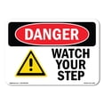 thumbnail image 1 of SignMission OS-DS-A-1218-L-2109 12 x 18 in. OSHA Danger Sign - Watch Your Step, 1 of 6