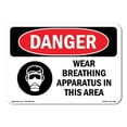 thumbnail image 1 of OSHA Danger Sign - Wear Breathing Apparatus In This Area |  Aluminum Sign | Protect Your Business, Construction Site, Shop Area |  Made in The USA, 1 of 6