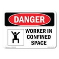thumbnail image 1 of OSHA Danger Sign - Worker In Confined Space |  Aluminum Sign | Protect Your Business, Construction Site, Warehouse & Shop Area |  Made in The USA, 1 of 6