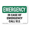 thumbnail image 1 of OSHA EMERGENCY Sign - In Case Of Call 911 | Aluminum Sign | Protect Your Business, Construction Site, Warehouse & Shop Area | Made in the USA, 1 of 6