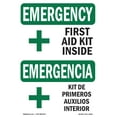 thumbnail image 1 of SignMission OS-EM-A-1218-L-10322 12 x 18 in. OSHA Emergency Sign - First Aid Kit Inside Bilingual, 1 of 6