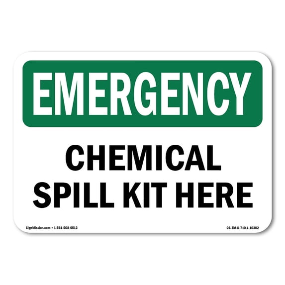 OSHA EMERGENCY Sign - Chemical Spill Kit Here | Aluminum Sign | Protect Your Business, Construction Site, Warehouse & Shop Area | Made in the USA