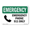 thumbnail image 1 of OSHA EMERGENCY Sign - Phone 911 Only | Aluminum Sign | Protect Your Business, Construction Site, Warehouse & Shop Area | Made in the USA, 1 of 6