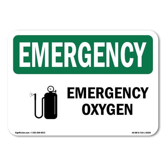 OSHA EMERGENCY Sign - Oxygen | Aluminum Sign | Protect Your Business, Construction Site, Warehouse & Shop Area | Made in the USA