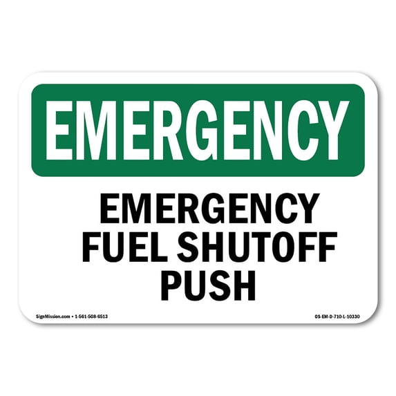 SignMission OS-EM-A-1218-V-10507 12 x 18 in. OSHA Emergency Sign - Gas Shutoff, Furnaces & Water Heaters