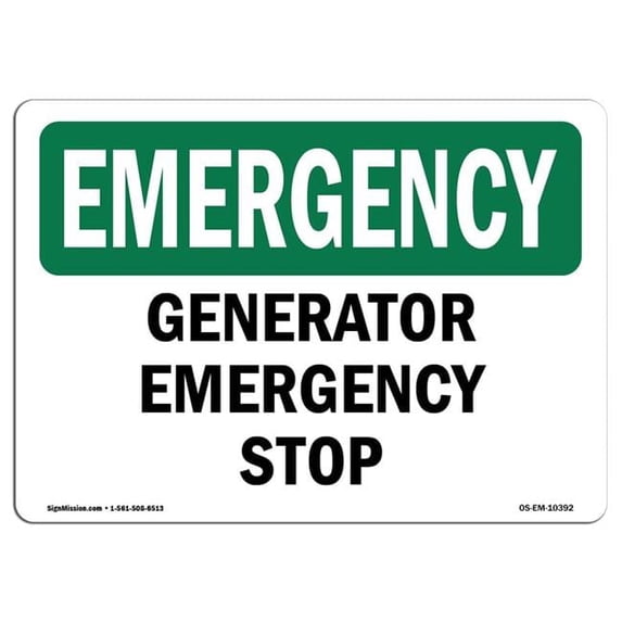 OSHA EMERGENCY Sign - Generator Stop | Aluminum Sign | Protect Your Business, Construction Site, Warehouse & Shop Area | Made in the USA