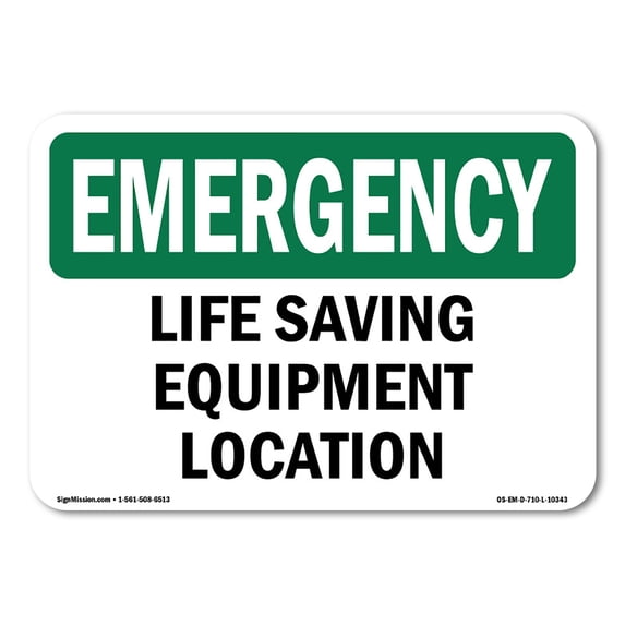 OSHA EMERGENCY Sign - Life Saving Equipment Location | Aluminum Sign | Protect Your Business, Construction Site, Warehouse & Shop Area | Made in the USA