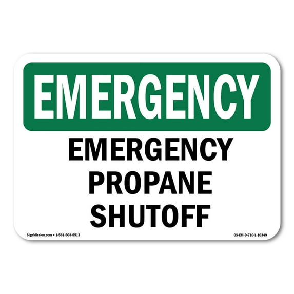 OSHA EMERGENCY Sign - Propane Shutoff | Choose from: Aluminum, Rigid Plastic or Vinyl Label Decal | Protect Your Business, Construction Site, Warehouse & Shop Area | Made in the USA