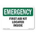 thumbnail image 1 of OSHA EMERGENCY Sign - First Aid Kit Located Inside | Aluminum Sign | Protect Your Business, Construction Site, Warehouse & Shop Area | Made in the USA, 1 of 6