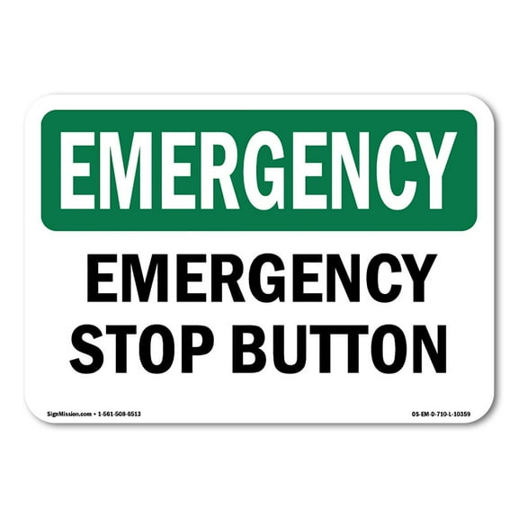 OSHA EMERGENCY Sign - Stop Button | Aluminum Sign | Protect Your Business, Construction Site, Warehouse & Shop Area | Made in the USA