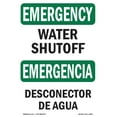 thumbnail image 1 of SignMission OS-EM-A-1218-L-10362 12 x 18 in. OSHA Emergency Sign - Water Shutoff Bilingual, 1 of 6