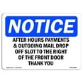 thumbnail image 1 of OSHA Notice Sign - After Hours Payment & Outgoing Mail Drop |  Aluminum Sign | Protect Your Business, Work Site, Warehouse & Shop Area |  Made in the USA, 1 of 6