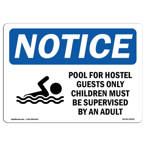 OSHA Notice Sign - DANGER Pool For Hotel Guests Only Children | Aluminum Sign | Protect Your Business, Work Site, Warehouse & Shop Area | Made in the USA