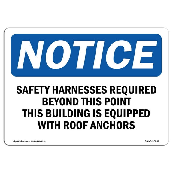 OSHA Notice Sign - Safety Harnesses Required Beyond This Point |  Aluminum Sign | Protect Your Business, Work Site, Warehouse & Shop Area |  Made in the USA