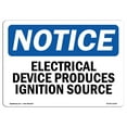 thumbnail image 1 of OSHA Notice Sign - Electrical Device Produces Ignition Source |  Aluminum Sign | Protect Your Business, Work Site, Warehouse & Shop Area |  Made in the USA, 1 of 6