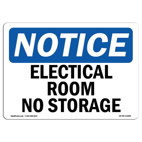 OSHA Notice Sign - Electrical Room No Storage | Aluminum Sign | Protect Your Business, Construction Site, Warehouse & Shop Area | Made in the USA