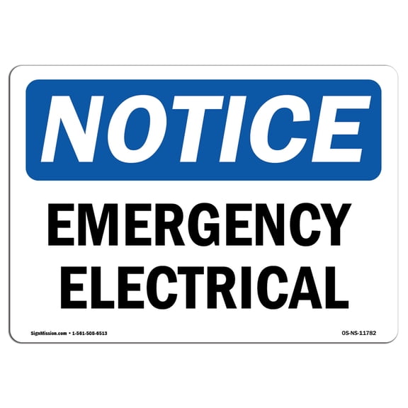 OSHA Notice Sign - Emergency Electrical |  Aluminum Sign | Protect Your Business, Construction Site, Warehouse & Shop Area |  Made in the USA