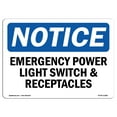 thumbnail image 1 of OSHA Notice Sign - Emergency Power Light Switch And Receptacles |  Aluminum Sign | Protect Your Business, Work Site, Warehouse & Shop Area |  Made in the USA, 1 of 6