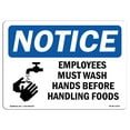 thumbnail image 1 of OSHA Notice Sign - Employees Must Wash Hands Before |  Aluminum Sign | Protect Your Business, Construction Site, Warehouse & Shop Area |  Made in the USA, 1 of 6