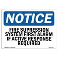 thumbnail image 1 of OSHA Notice Sign - Fire Suppression System First Alarm If Active |  Aluminum Sign | Protect Your Business, Work Site, Warehouse & Shop Area | Made in the USA, 1 of 6