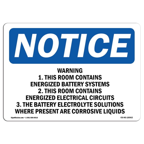 OSHA Notice Sign - Warning 1. This Room Contains Energized |  Aluminum Sign | Protect Your Business, Work Site, Warehouse & Shop Area |  Made in the USA