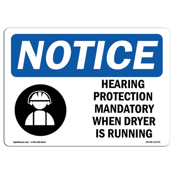 OSHA Notice Sign - Hearing Protection Mandatory |  Aluminum Sign | Protect Your Business, Construction Site, Warehouse & Shop Area |  Made in the USA