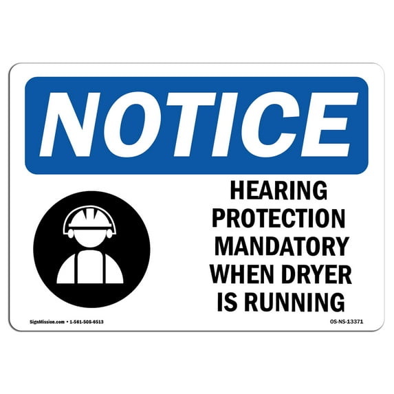 OSHA Notice Sign - Hearing Protection Mandatory | Aluminum Sign | Protect Your Business, Construction Site, Warehouse & Shop Area | Made in the USA