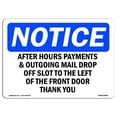 thumbnail image 1 of OSHA Notice Sign - After Hours Payment & Outgoing Mail Drop |  Aluminum Sign | Protect Your Business, Work Site, Warehouse & Shop Area |  Made in the USA, 1 of 6