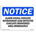 thumbnail image 1 of OSHA Notice Sign - Alarm Signal Indicates Refrigerant Leak |  Aluminum Sign | Protect Your Business, Work Site, Warehouse & Shop Area |  Made in the USA, 1 of 6