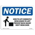 thumbnail image 1 of SignMission OS-NS-A-1218-L-15814 12 x 18 in. OSHA Notice Sign - How to Lift Correctly Prevent Back Injury, 1 of 6