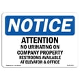 thumbnail image 1 of OSHA Notice Sign - Attention No Urinating On Company Property |  Aluminum Sign | Protect Your Business, Work Site, Warehouse & Shop Area |  Made in the USA, 1 of 6