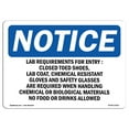 thumbnail image 1 of SignMission OS-NS-A-1218-L-13923 12 x 18 in. OSHA Notice Sign - Lab Requirements for Entry Closed Toed, 1 of 6