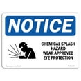 thumbnail image 1 of OSHA Notice Sign - Chemical Splash Hazard Wear |  Aluminum Sign | Protect Your Business, Construction Site, Warehouse & Shop Area |  Made in the USA, 1 of 6