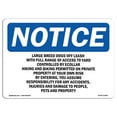 thumbnail image 1 of SignMission OS-NS-A-1218-L-13956 12 x 18 in. OSHA Notice Sign - Large Breed Dogs Off Leash with Full Range, 1 of 6